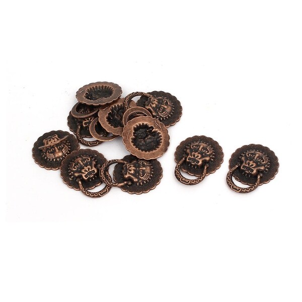 Jewelry Box Case Drawer Lion Head Shaped Pull Handles Grips Copper Tone 10pcs