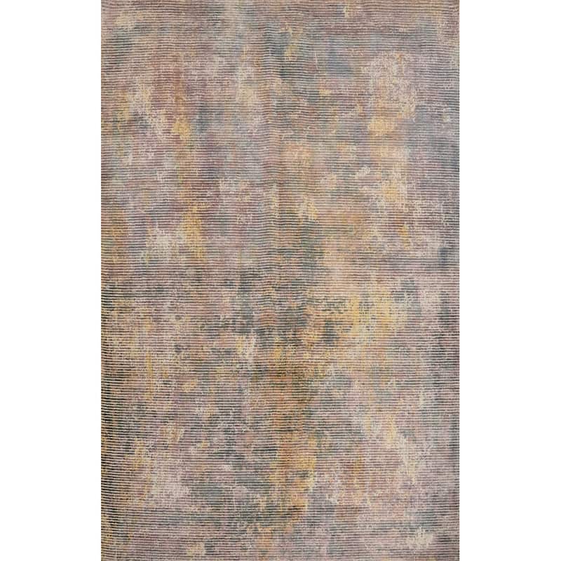 Hand Knotted Oriental Viscose Silk Carpet Modern All-Over Multi-Colored Abstract Area Rug - 7' 6'' X 5' 4''