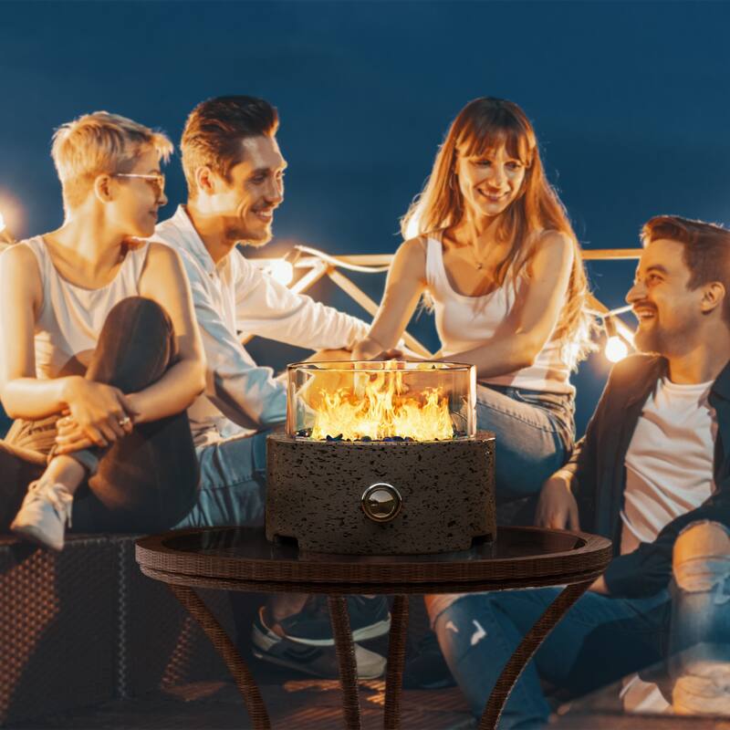 COSIEST Travertine Outdoor Patio Tabletop Fire Pit