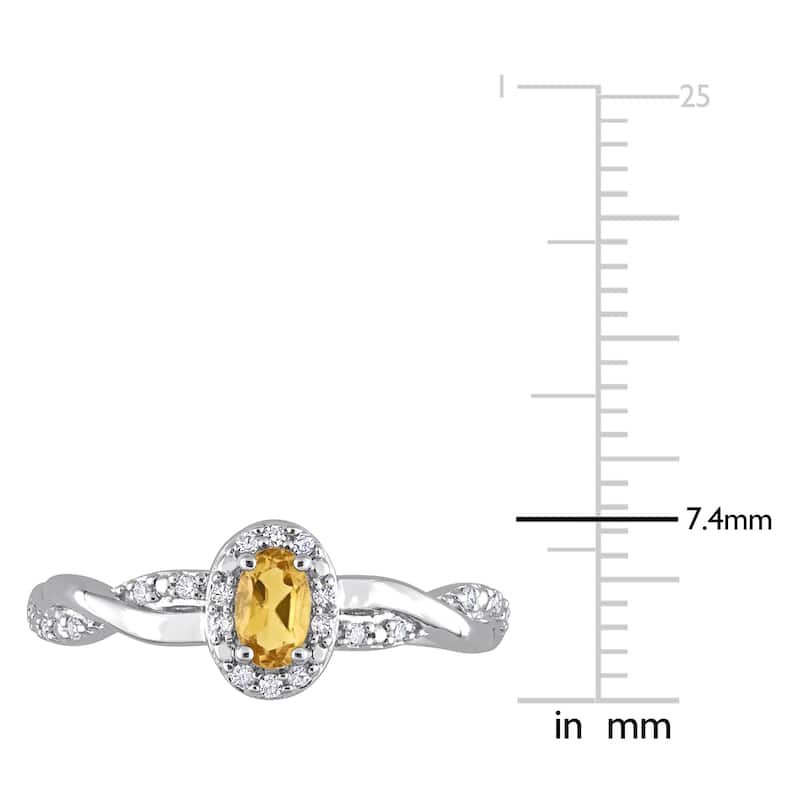 Miadora 1/4ct TGW Oval Citrine 1/10ct TW Diamond Infinity Ring Sterling Silver