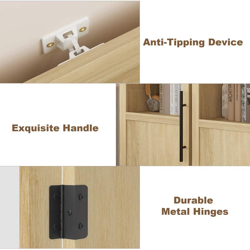 70" Bathroom Storage Cabinet, Slim Freestanding Bathroom Cabinet with Door and Open Shelves Boards