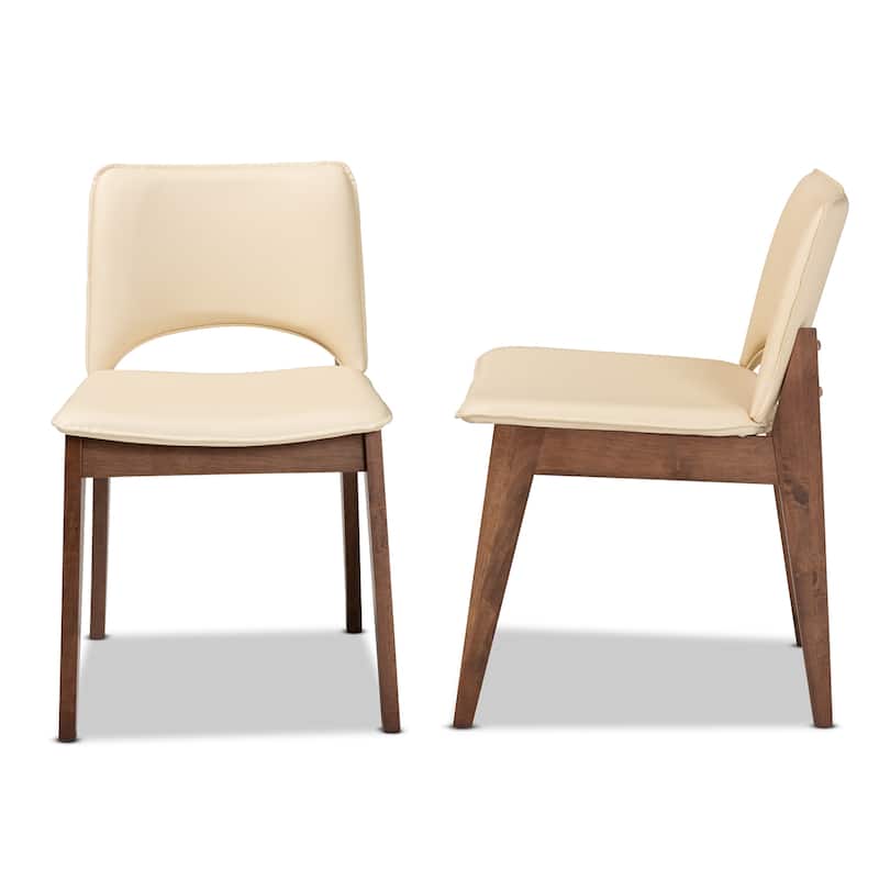 Afton Mid-Century Modern 2-Piece Short Back Dining Chair Set