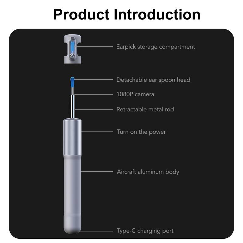 Scalable Ear Endoscope, Endoscope Camera with APP, Wifi connection - Black