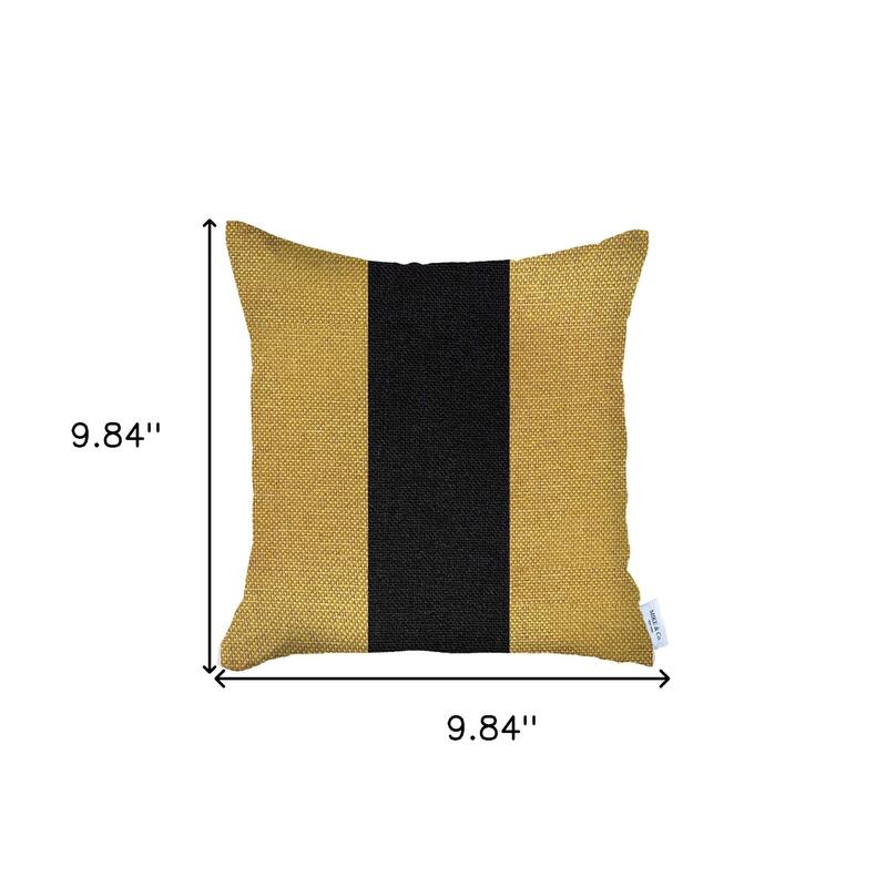 HomeRoots 18" X 18" Yellow And Black Geometric Zippered Handmade Polyester Throw Pillow Cover