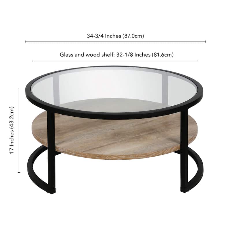 Carbon Loft Mornie Coffee Table in Blackened Bronze with Oak Shelf