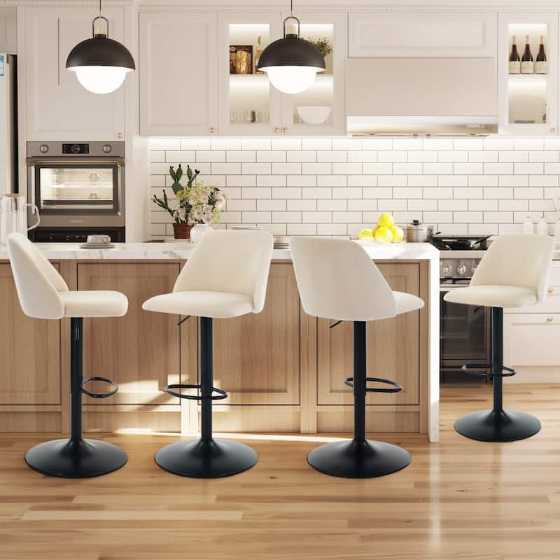 Set of 2 Adjustable Swivel Bar Stool - PU Leather Counter Height Stool with Square Open Back for Kitchen Island