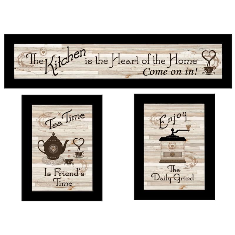 TrendyDecor4U Traditional "Kitchen Friendship Collection III" 3-Piece Vignette by Millwork Engineering - Black