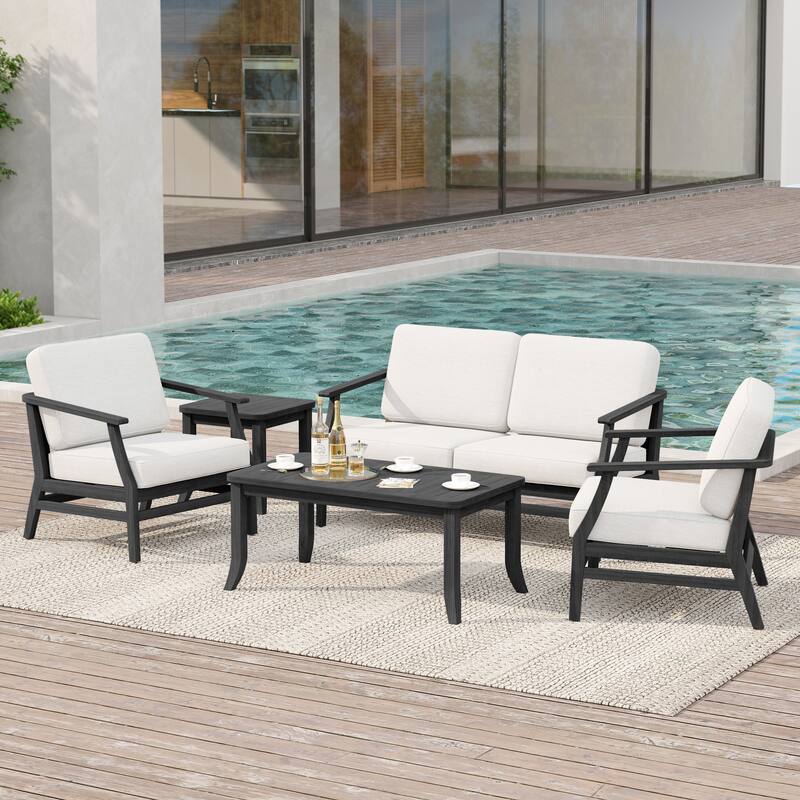 Outdoor Conversation Set Patio Chair, Loveseat with Tables
