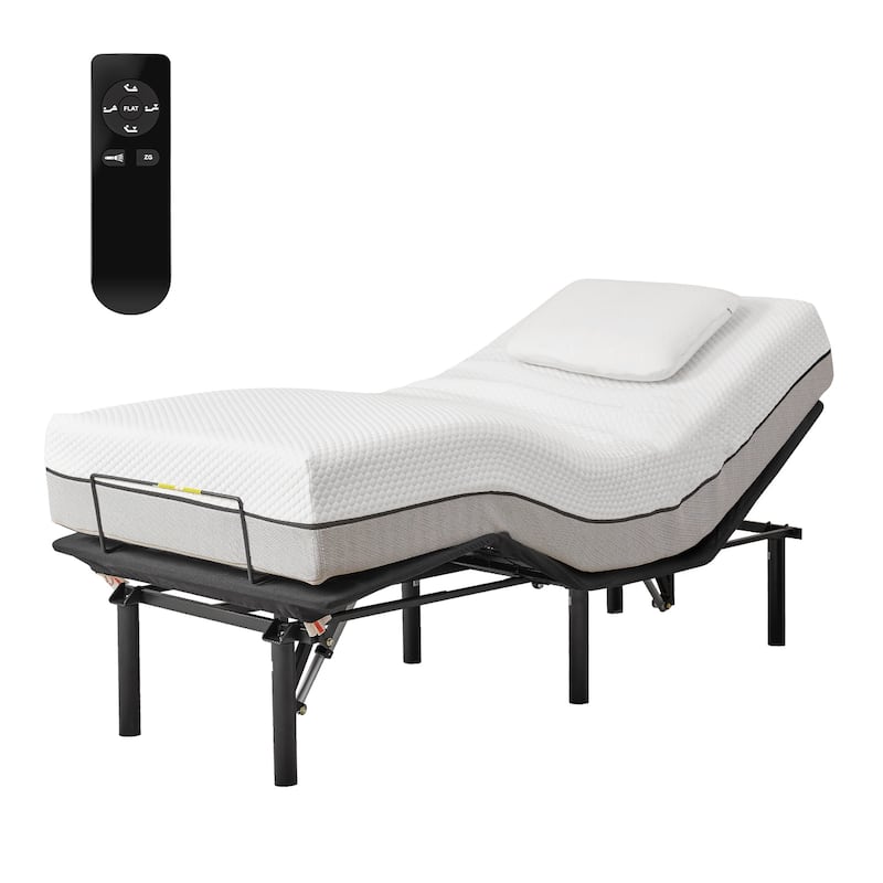 Adjustable Bed Frame with Wireless Control, Anti-Snore Feature, 750lbs Capacity, Head & Foot Incline - Antique Black