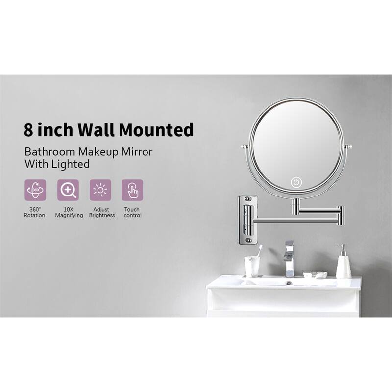 Makeup Mirror 10x Magnification Double-Sided Swivel Mirror Wall Mount