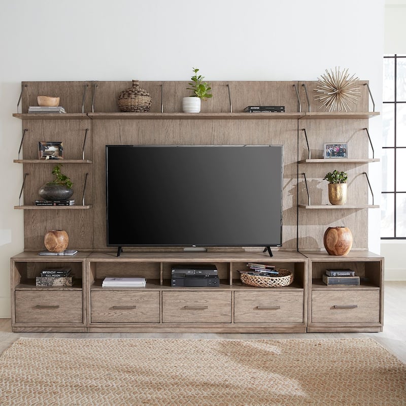 City Scape Burnished Beige Entertainment Center with Piers - Burnished Beige