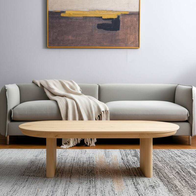 HomeRoots 54" Natural Solid Wood Oval Solid Coffee Table - 54' X '17' X '30 - Natural
