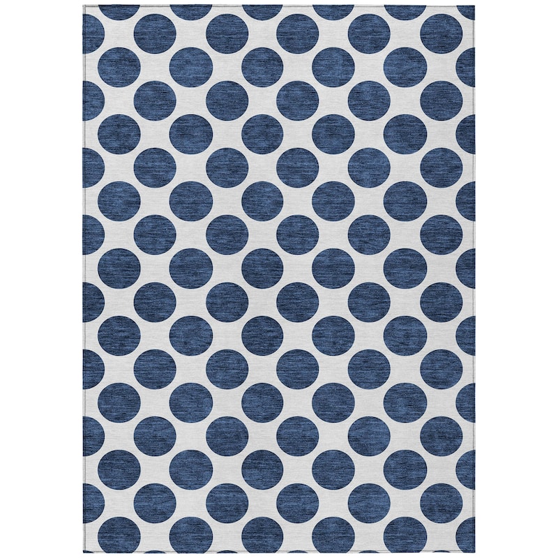 Machine Washable Indoor/ Outdoor Polka Dots Chantille Rug