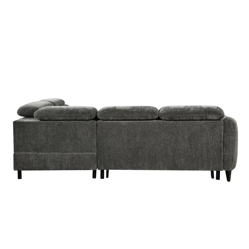 Roomfitters Sectional Sofa Bed with Pull Out Sleeper and Storage Chaise, 2 in 1 Convertible Couch for Living Room, Dark Gray