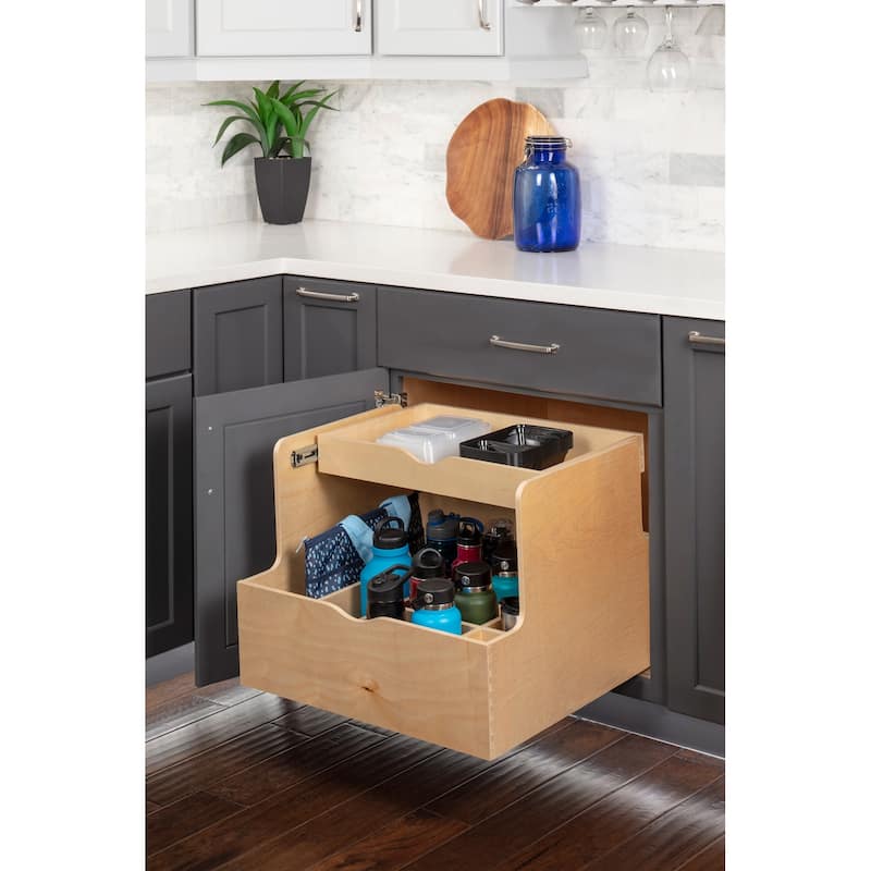 Hardware Resources ROBTD27 27" Wood Kitchen Cabinet Rollout Double