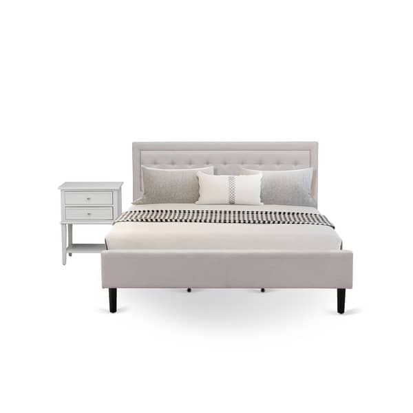Platform King Size Bedroom Set with 1 Mid Century Bed and Night Stands