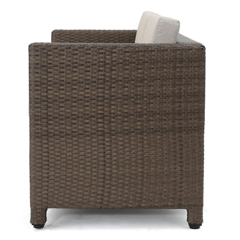 Puerta Outdoor 7-seater Cushioned Wicker Sofa Chat Set by Christopher Knight Home