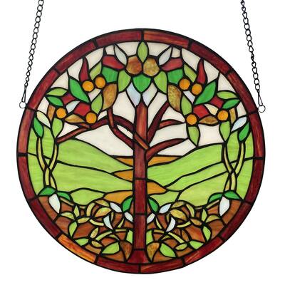 River of Goods Tree of Life Autumn Stained Glass Window Panel
