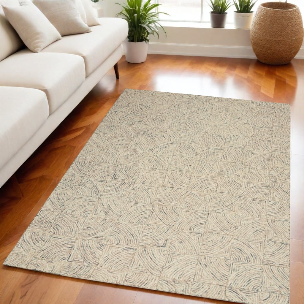 Dujem Power Loomed Geometric Modern Soft Area Rug By HomeRoots - 90' X '60' X '0.5