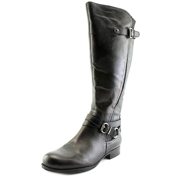 Naturalizer Jovana Wide Calf Women Round Toe Leather Black Knee High Boot