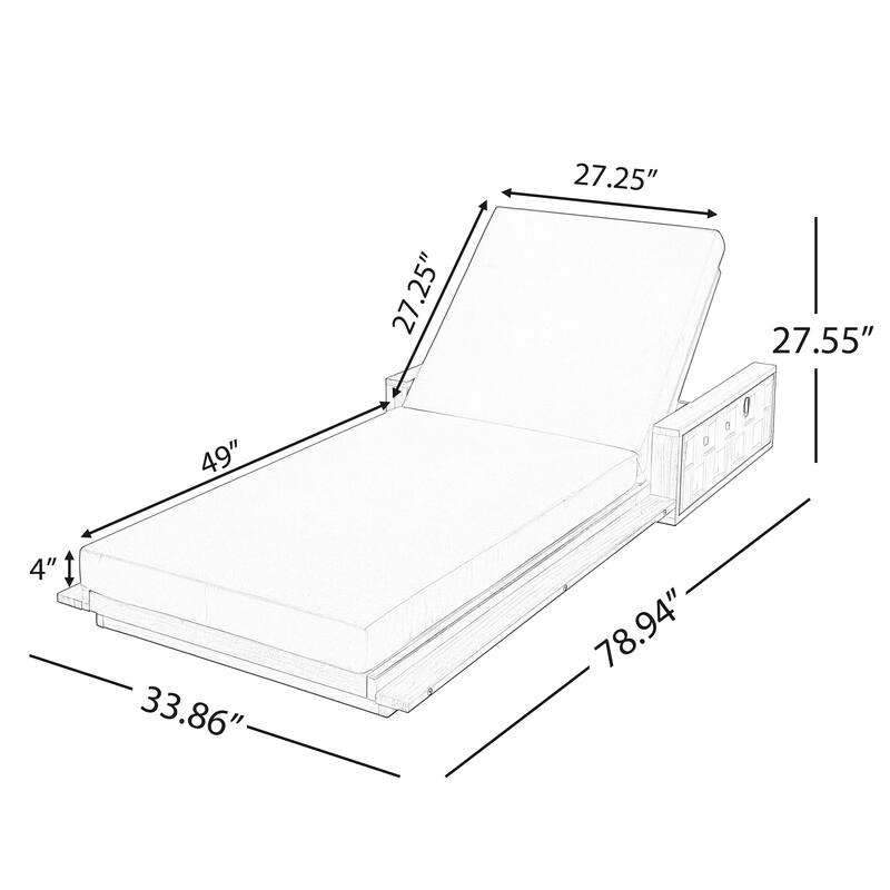 Christopher Knight Home - Modern Outdoor Solid Acacia Wood Lounge Chair with Adjustable Recline and Rope Accents - 78.94"L