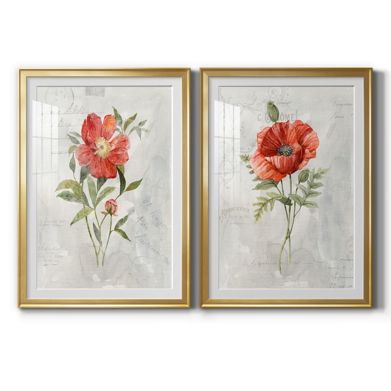 Linen Peony Premium Framed Print - Ready to Hang - 18.5X24.5 - Gold