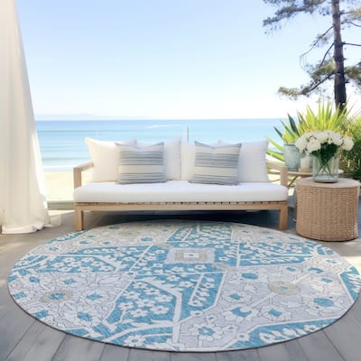 Machine Washable Indoor/ Outdoor Chantille Traditional Medallion Rug