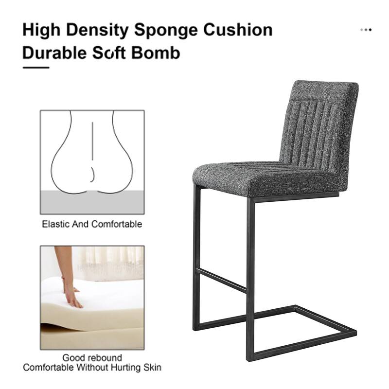 2 Sets Bar Stool - Fabric Chair with Sturdy Metal Frame, Stylish & Comfortable Seating for Kitchen Island, Living Room