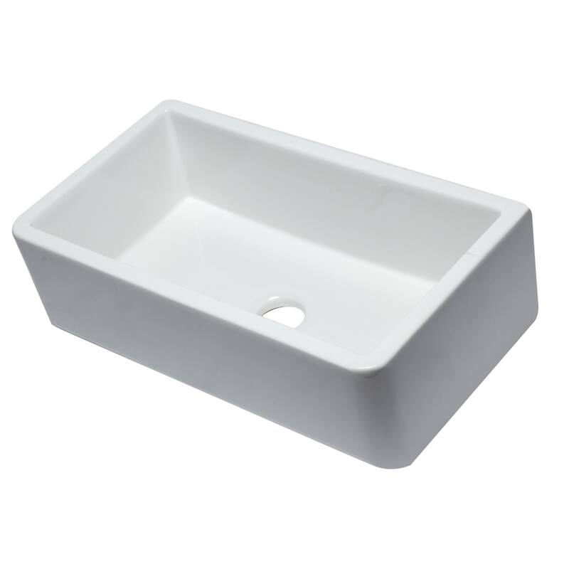 33" White Smooth Apron Solid Thick Wall Fireclay Single Bowl Farm Sink