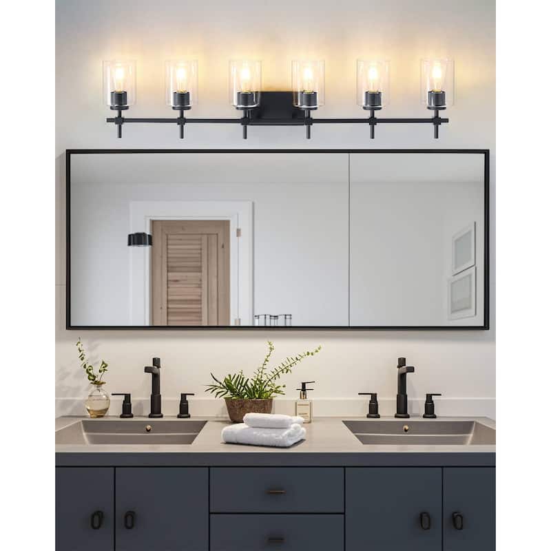 Jasper Black Clear Glass 6-Light Bathroom Vanity Light