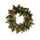 12" Natural Touch English Holly Berry Wreath - Green Red - 12-Inch