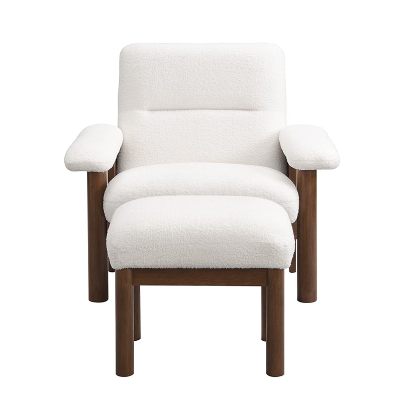 Homy Casa Entryway Accent Chair with Ottoman, Mid-Century Lounge Set