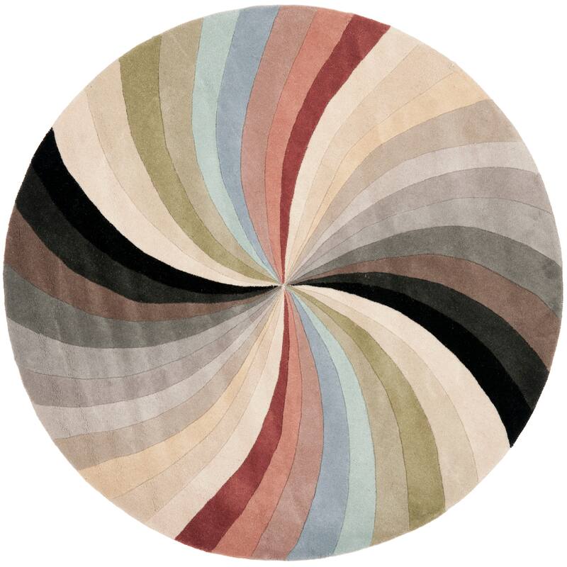 SAFAVIEH Handmade Soho Katelyn Vortex Wool Rug - 6' Round - Multi