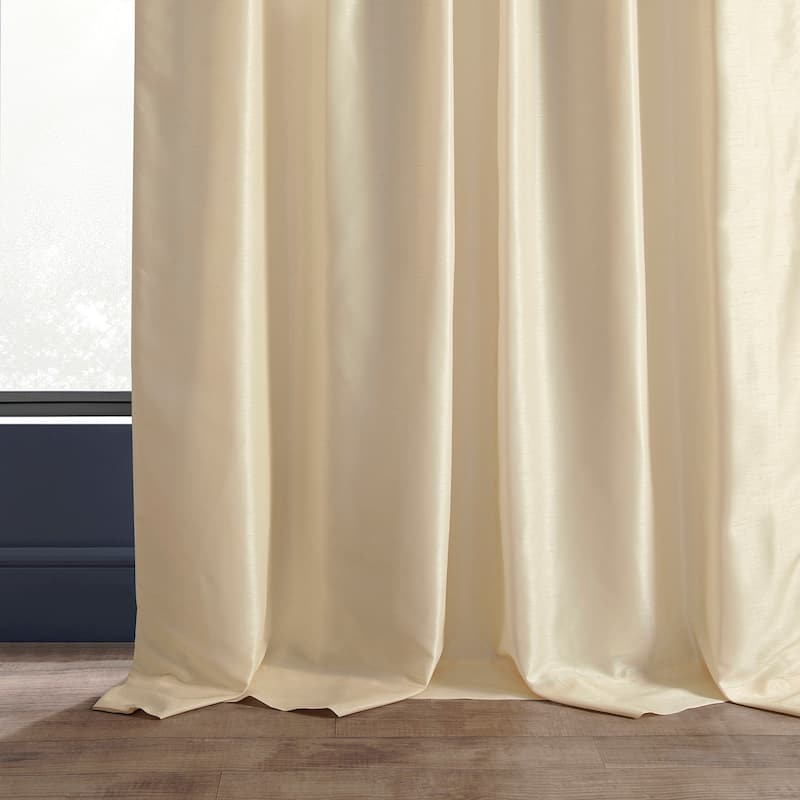 Exclusive Fabrics Solid Vintage Textured Faux Dupioni Silk Pleated Blackout Curtain (1 Panel)