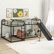 preview thumbnail 2 of 6, Full and Twin Size L-Shaped Bunk Bed with Slide & Short Ladder, Metal Bunk Bed Frame for 4 Kids, Teens, No Box Spring Required