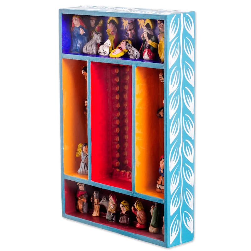 Novica Handmade Nativity Reflection Wood Wall Mirror