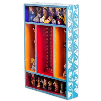 Novica Handmade Nativity Reflection Wood Wall Mirror