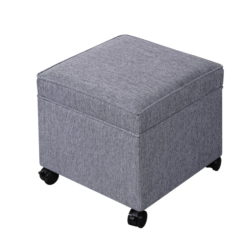 Adeco Square Storage Ottoman 17 inch Footstool