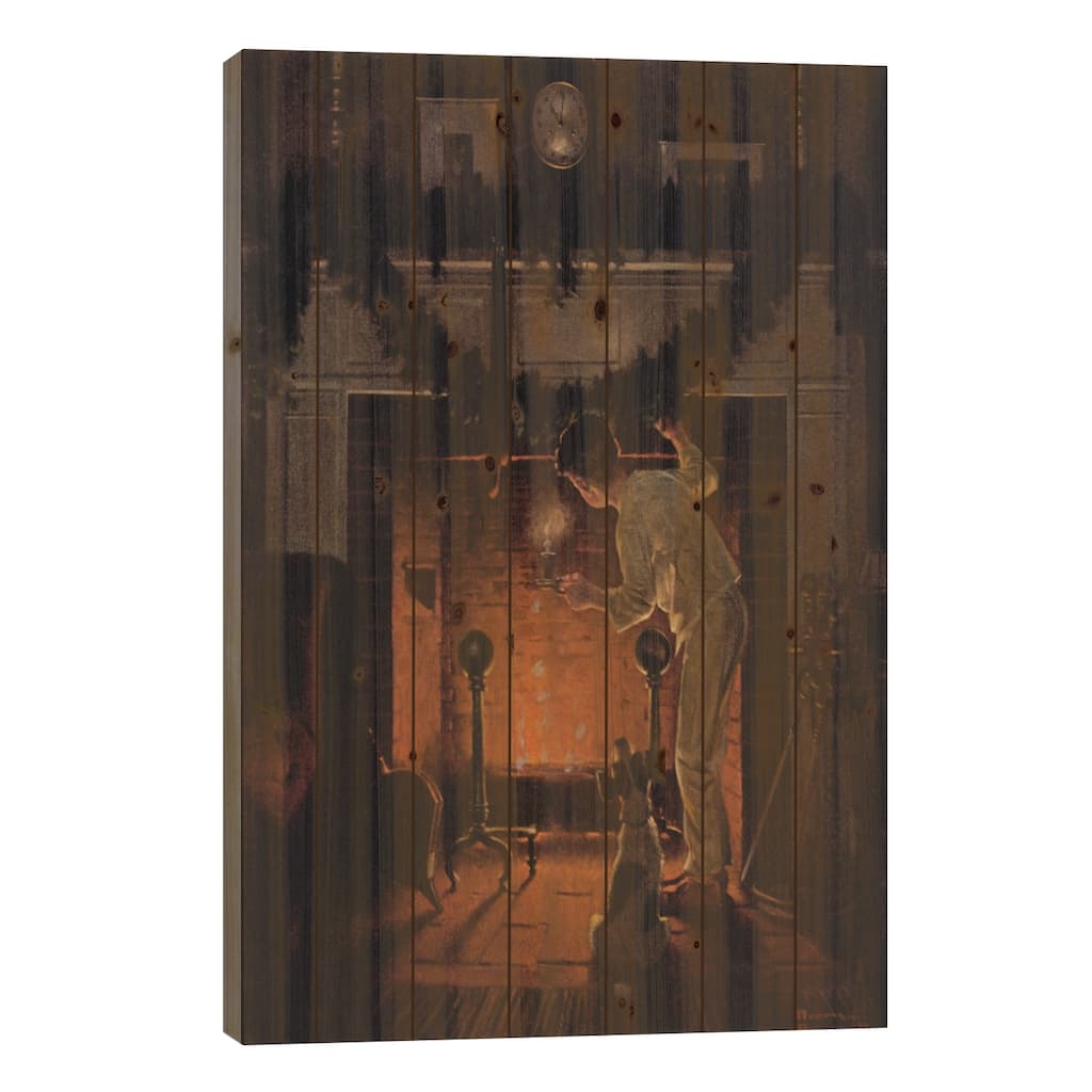 Is He Coming? Print On Wood by Norman Rockwell - Multi-Color