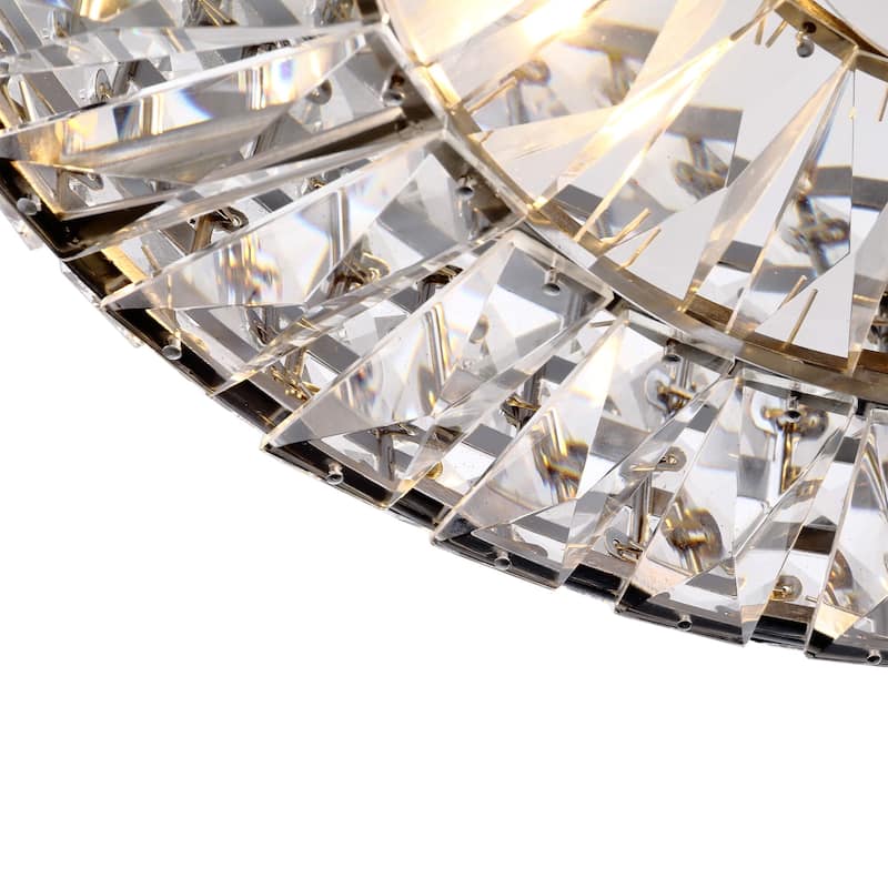 Jolie Chrome Finish 4-light Crystal and Prism Round Flush Mount