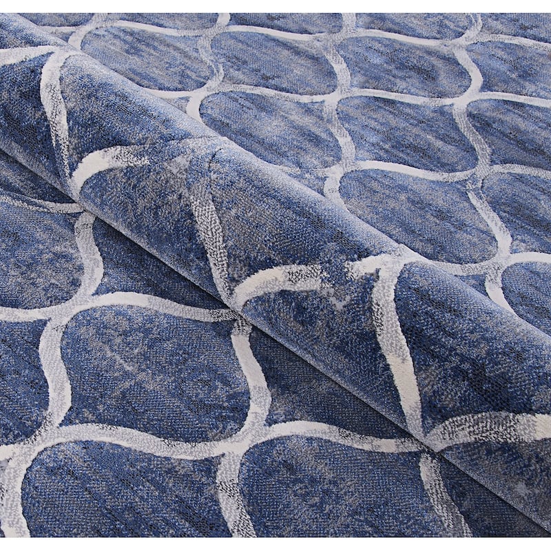 Dream Decor Rugs Provencal Kiss Blue Trellis Area Rug