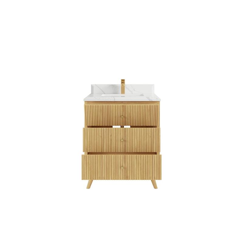 Willow Collections 30 in. W x 22 in. D Pasadena Solid Teak Single Sink Bathroom Vanity with Countertop