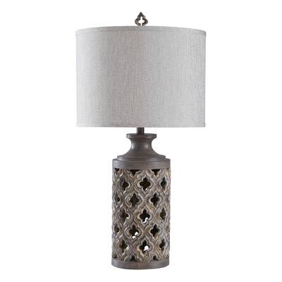 StyleCraft Moroccan Stormy Skies Vincent Gray Table Lamp - Gray Shade