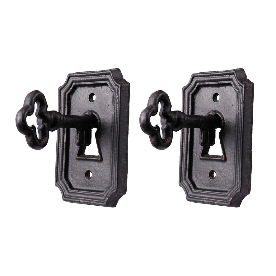Shop Set Of 2 Rustic Cast Iron Vintage Key In Lock Wall Hooks
