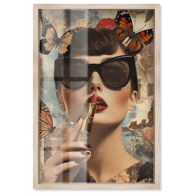Iconic Lady Butterfly Collage II Shadowbox by Art Remedy - Natural - 30" x 45"
