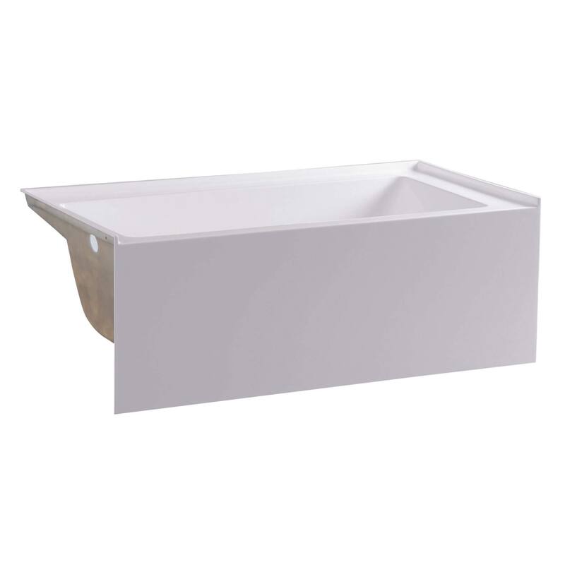 Fine Fixtures Acrylic-Fiberglass Soaking Bathtub, White. Alcove/Apron Front - 54x30 - Left Hand - White
