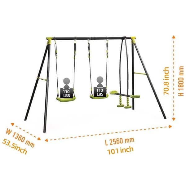 Outdoor Playground Three Seat Children Metal Swing Set for Age 3 Up