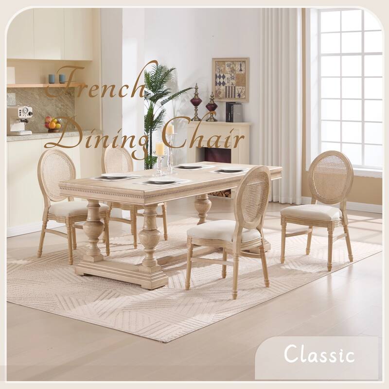 French Country Wire Drawing & Carving Techniques Dining Chairs with Backrest (Set of 2)