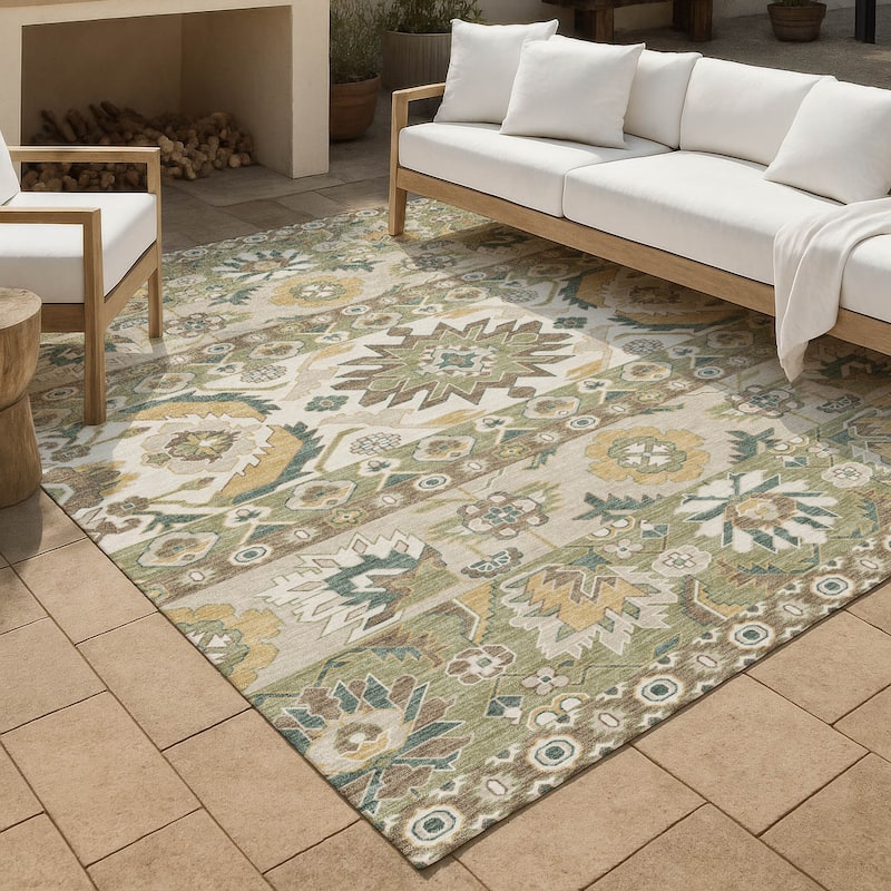 Machine Washable Indoor/ Outdoor Traditional Aspen Chantille Rug - Cactus - 5' x 7'6"