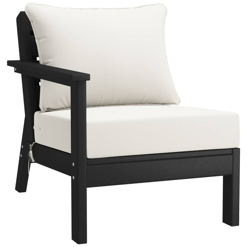 Birchwood All Weather HDPE Outdoor Patio Black Deep Seating Conversation Set (6-Piece Set)